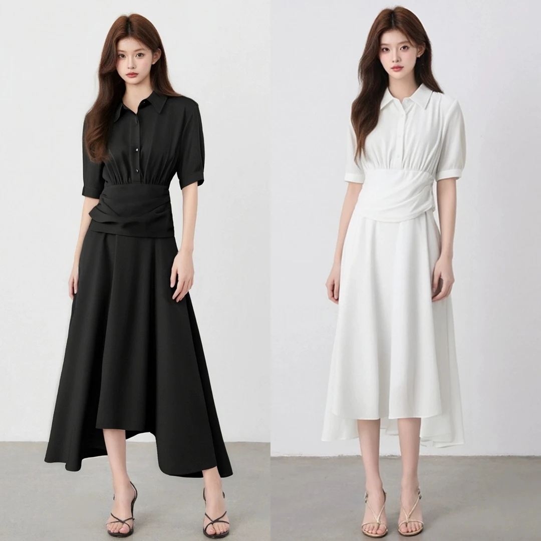 「思思」高级感气质女装收腰连衣裙短袖SHBZC622244