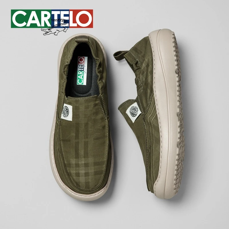 卡帝乐鳄鱼厚底帆布鞋男2025新款春夏季透气薄款软底舒适男士布鞋