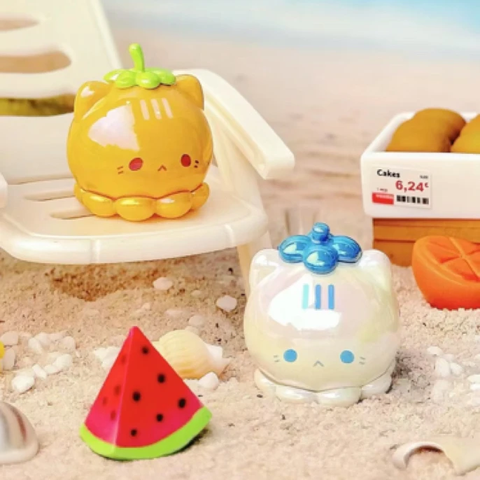 【代拆】慕斯塔章鱼喵喵水果集市系列萌粒可 爱水果潮玩