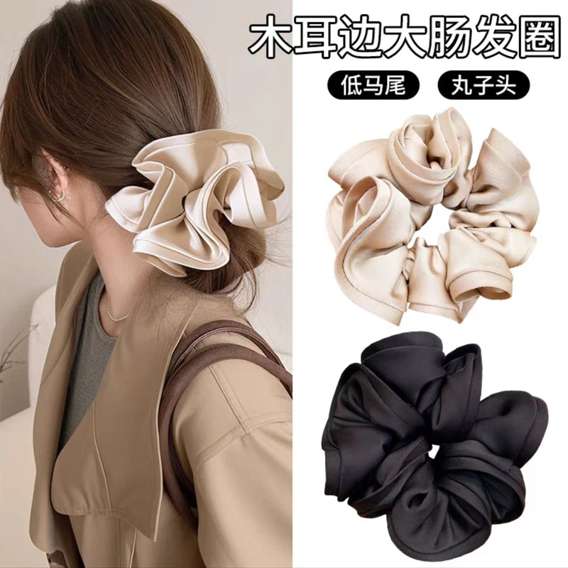 法式复古木耳边大肠发圈女后脑勺扎马尾发绳高弹力耐用橡皮筋头饰