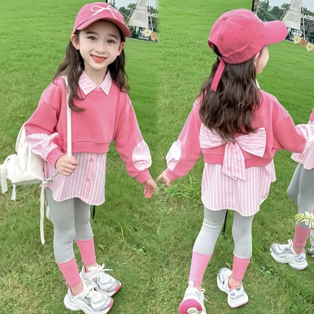 乖乖女套装女童春季假两件上衣加裤子两件套