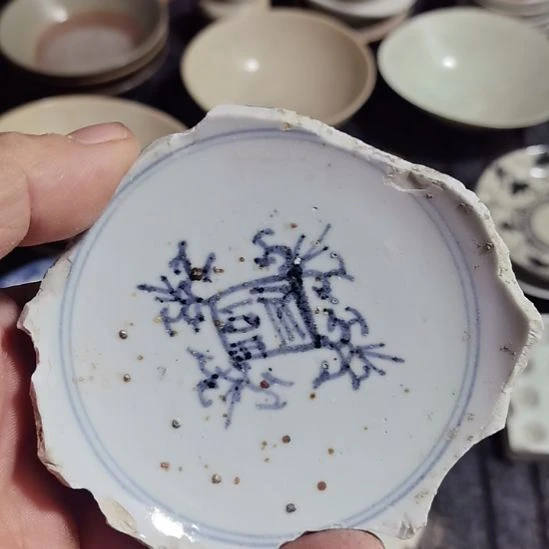 瓷片青花影青杯垫学习标本
