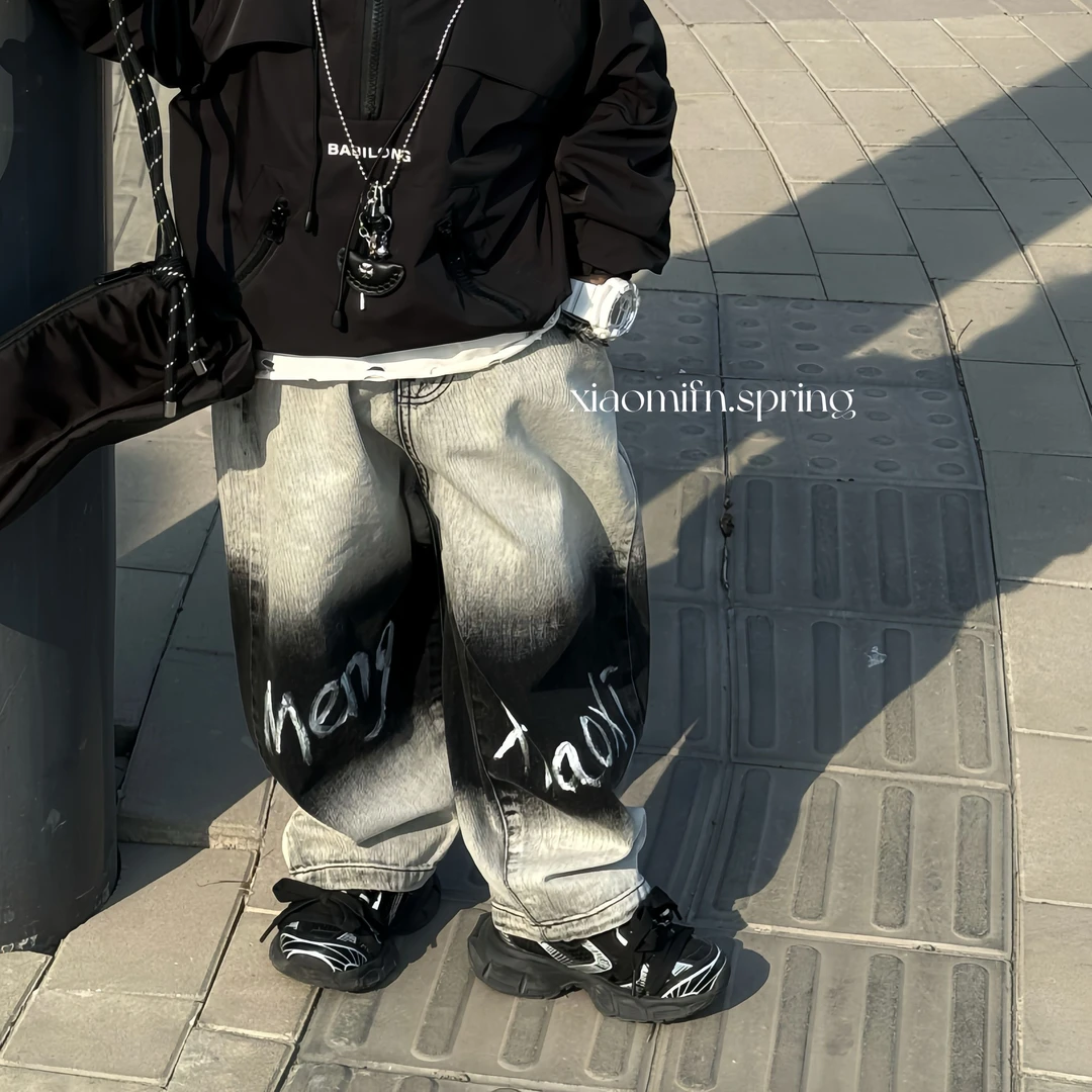 现货〃2025春季新款韩版工装做旧牛仔长裤儿男童时尚洋气童装88020