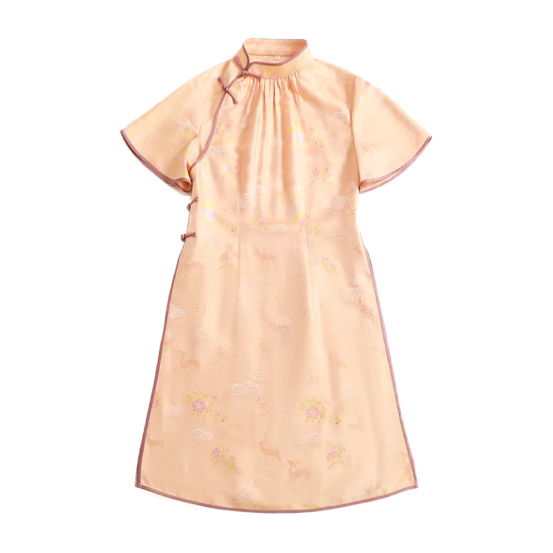 「鹿引春烟」乐锦坊古法国风手工全开襟中式设计感汉服国潮奥黛