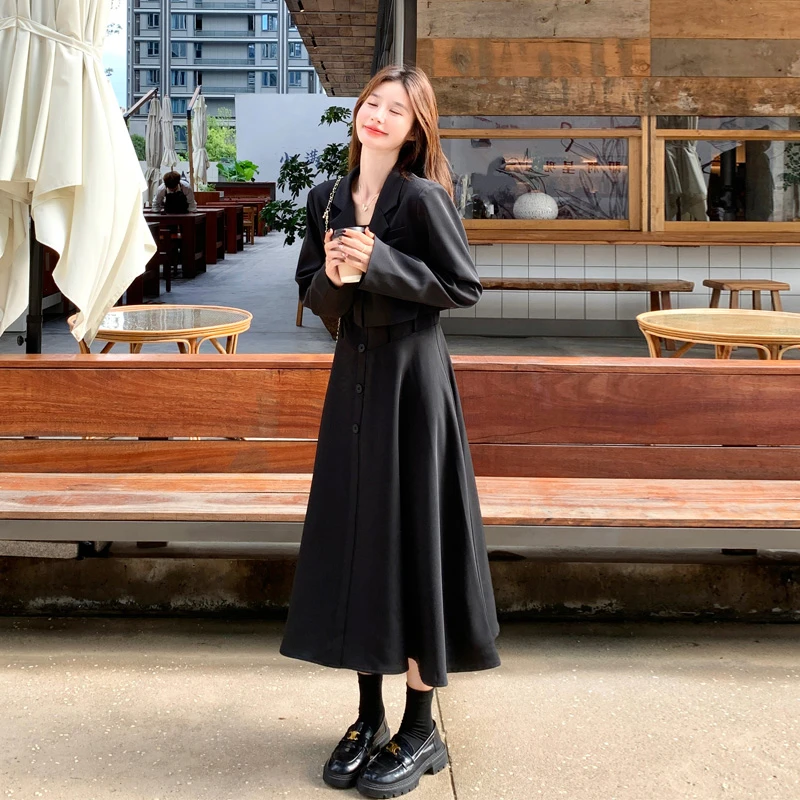 轻熟风西装外套吊带裙2025春秋新款复古轻奢韩系ins风显瘦套装裙