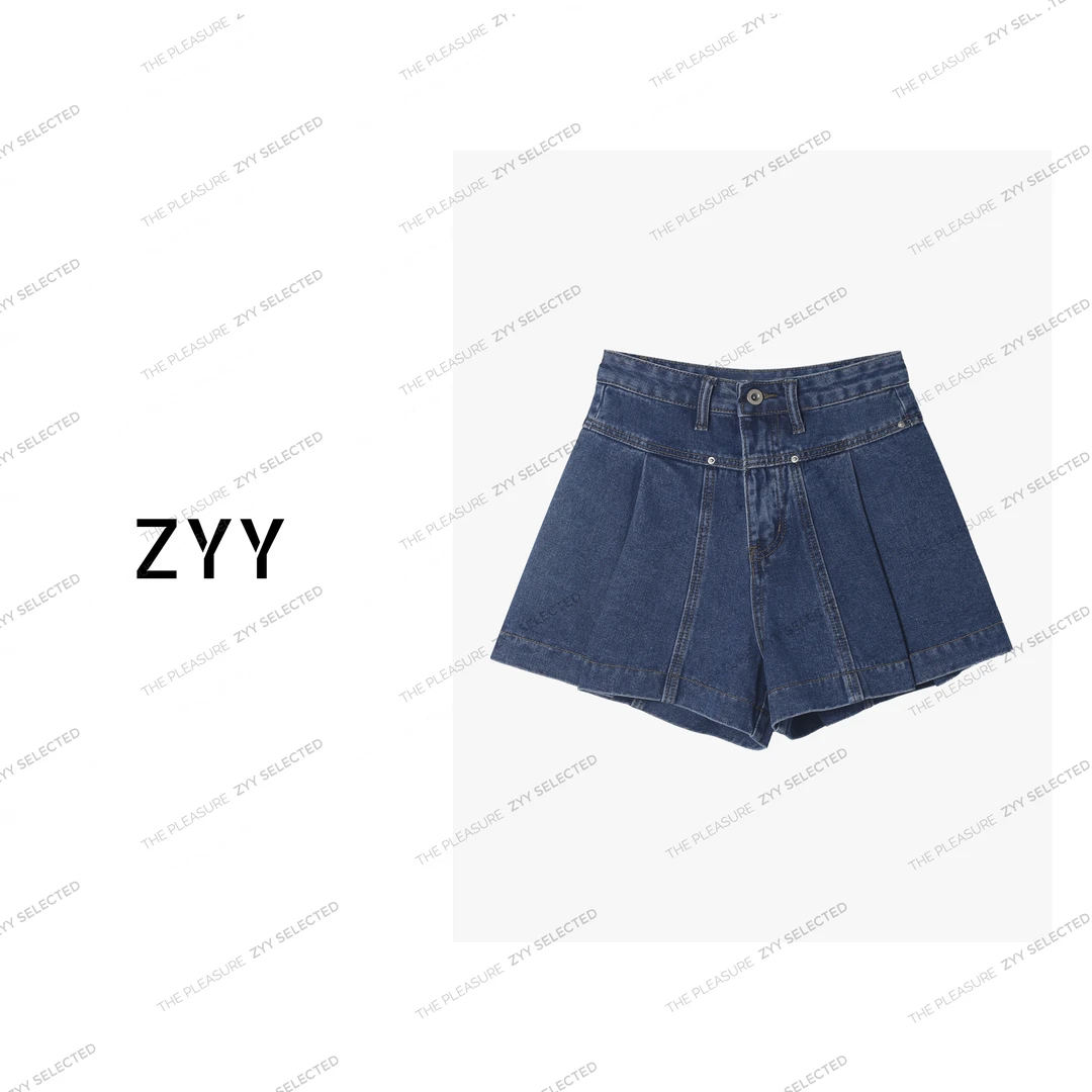 ZYY【费城假日】2025S/S新品显瘦百搭荷叶边裤牛仔短裤X25XDK00404