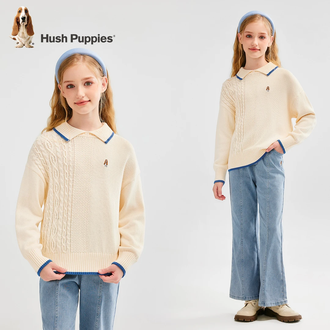 【学院风polo翻领线衣】暇步士童装2025秋季新款儿童套头软糯线衣