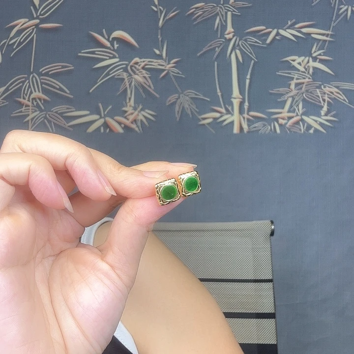 翡翠银S925镶嵌耳饰特价
