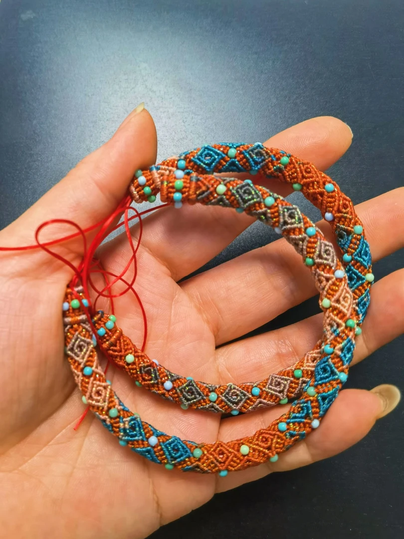 非金属布艺手链 立体回纹手编绳定制链接