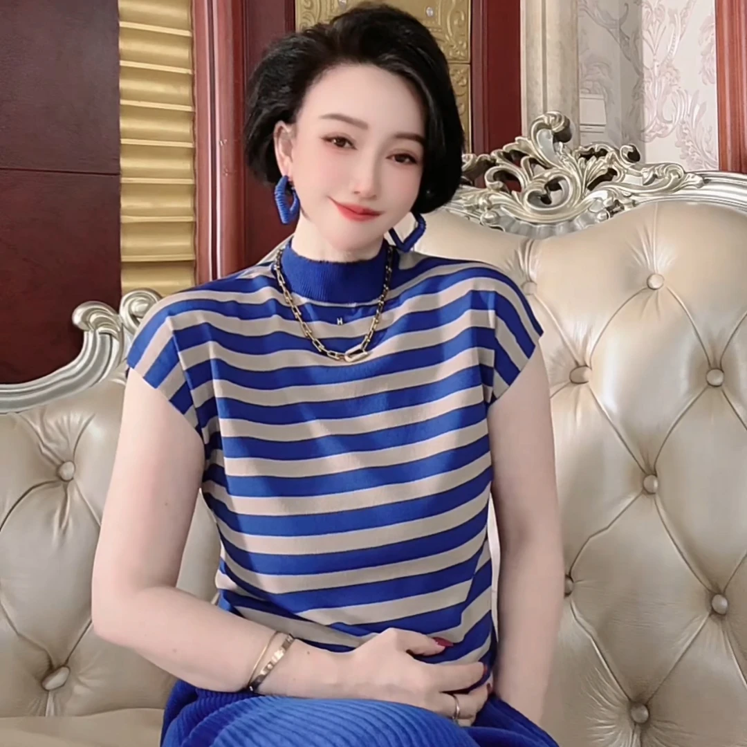 2025欧货质感夏季冰凉透气薄款针织短袖女