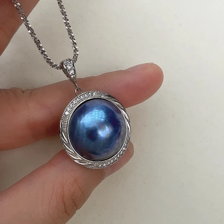 银S925镶嵌拼合珍珠（马贝珠）颈饰