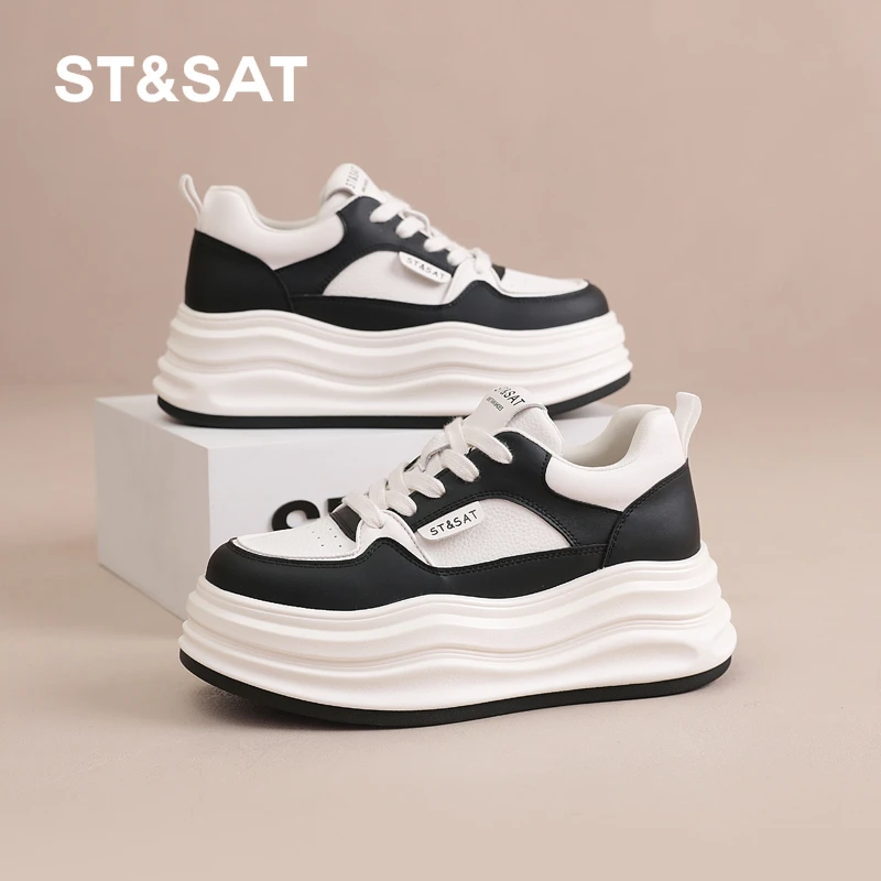 星期六春季时尚潮流休闲板鞋百搭小白鞋小个子厚度增高运动跑步鞋