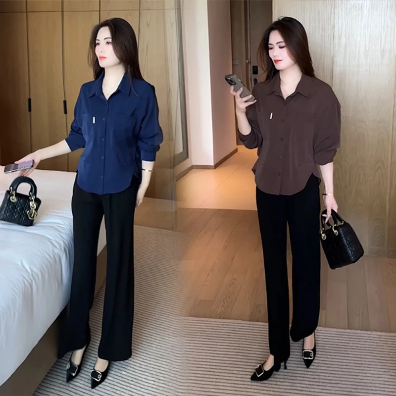 早春穿搭衬衫休闲时尚洋气气质显瘦减龄女神上衣宽松长袖春秋衬衣