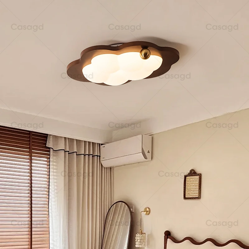 【云朵】中古实木吸顶灯现代简约美式复古温馨创意主卧室灯具casa