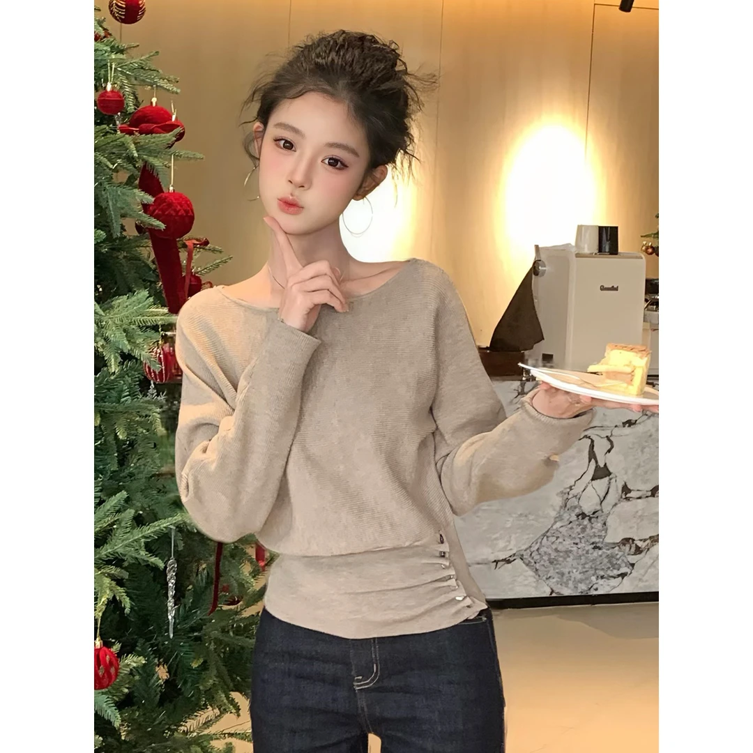 春秋三穿针织衫女设计感小众百搭修身显瘦上衣长袖洋气上衣