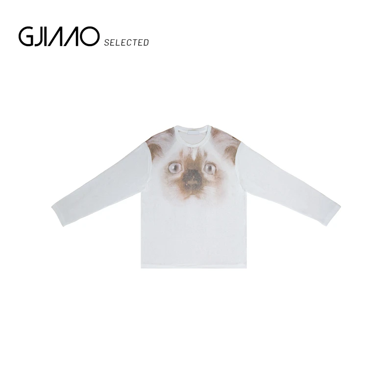 9393 白色小猫长袖防晒衫