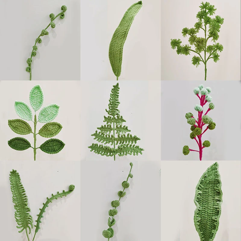 【商陆，蕨类植物，尤加利，雪柳，朱蕉】【非遗】手工毛线钩织花束成品