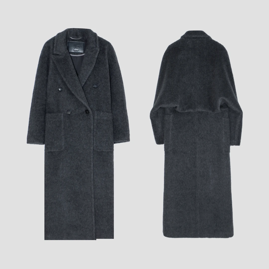 翻驳领光版大口袋毛呢大衣DLLFY1903