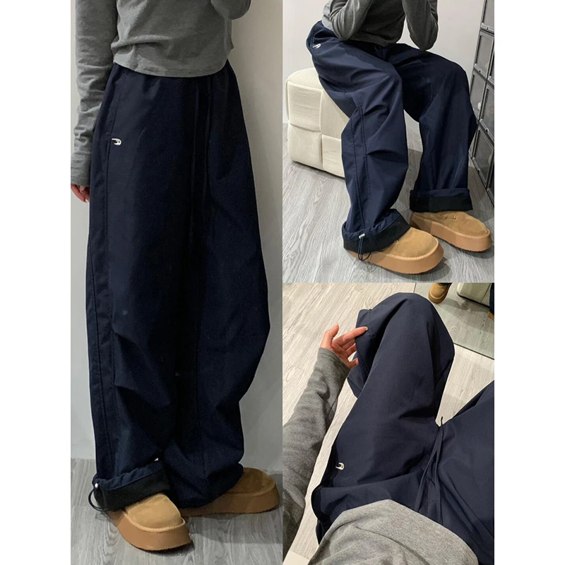 藏青色美式潮流工装裤男女款冬季防风防寒爬山裤子软壳冲锋裤