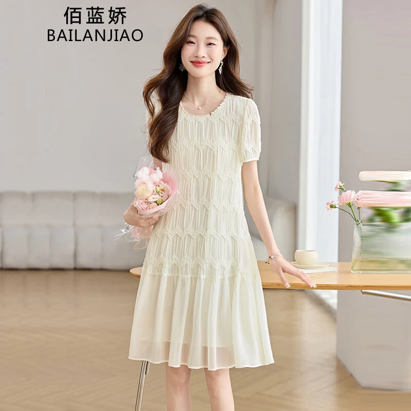 法式连衣裙女夏季2025新款薄款时尚洋气遮肉显瘦中长款小个子裙子