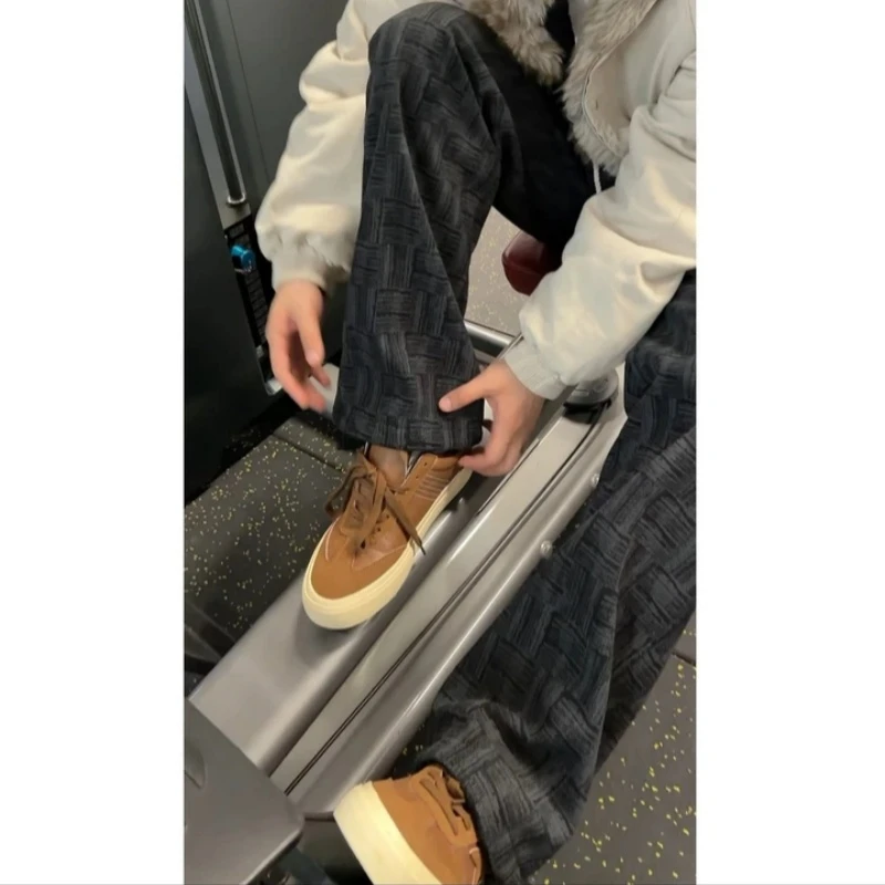 2025秋冬扎染直筒裤美式风百搭直筒运动休闲裤打底复古加厚加绒