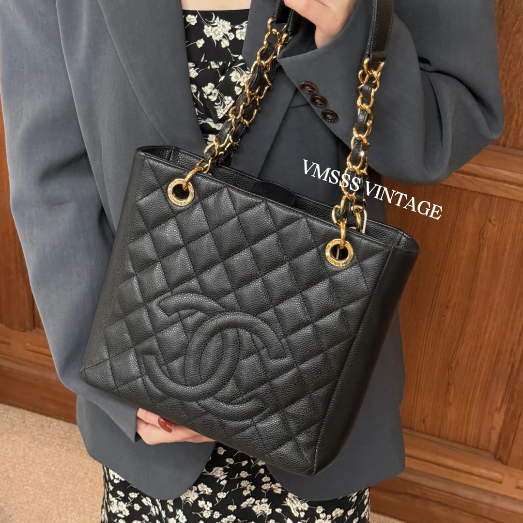 95新 Chanel/香奈儿 pst黑色牛皮单肩包 /73962