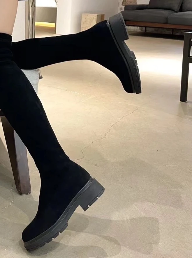 58-1冬季新款4公分橡胶防滑底不累脚加绒瘦瘦靴K1