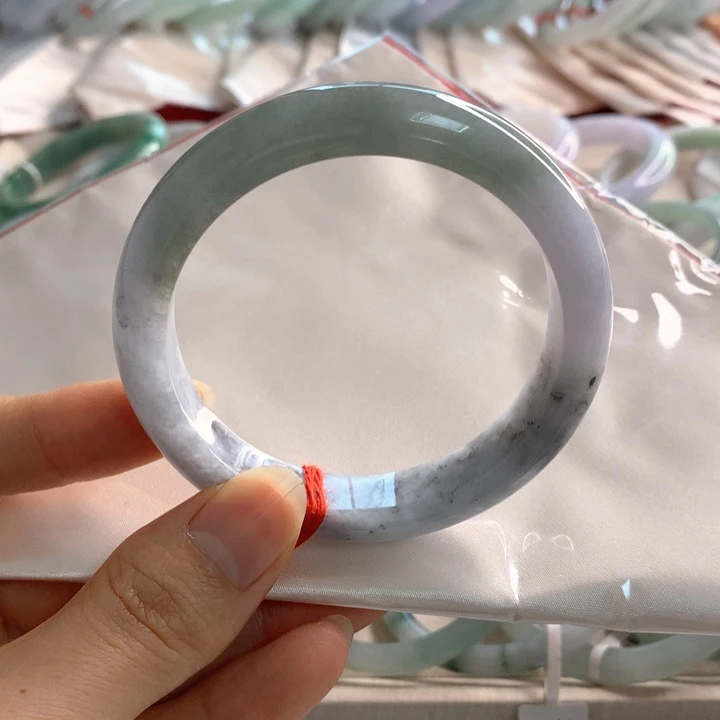 翡翠未镶嵌手镯乌鸡半山水57.8