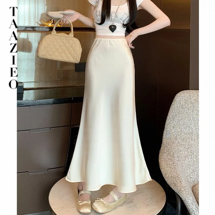 醋酸锻面鱼尾半身裙女2025年新款春季高级感气质遮胯过膝包臀长裙