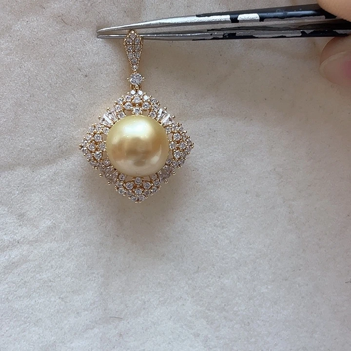 海水珍珠银S925镶嵌吊坠(不含链)