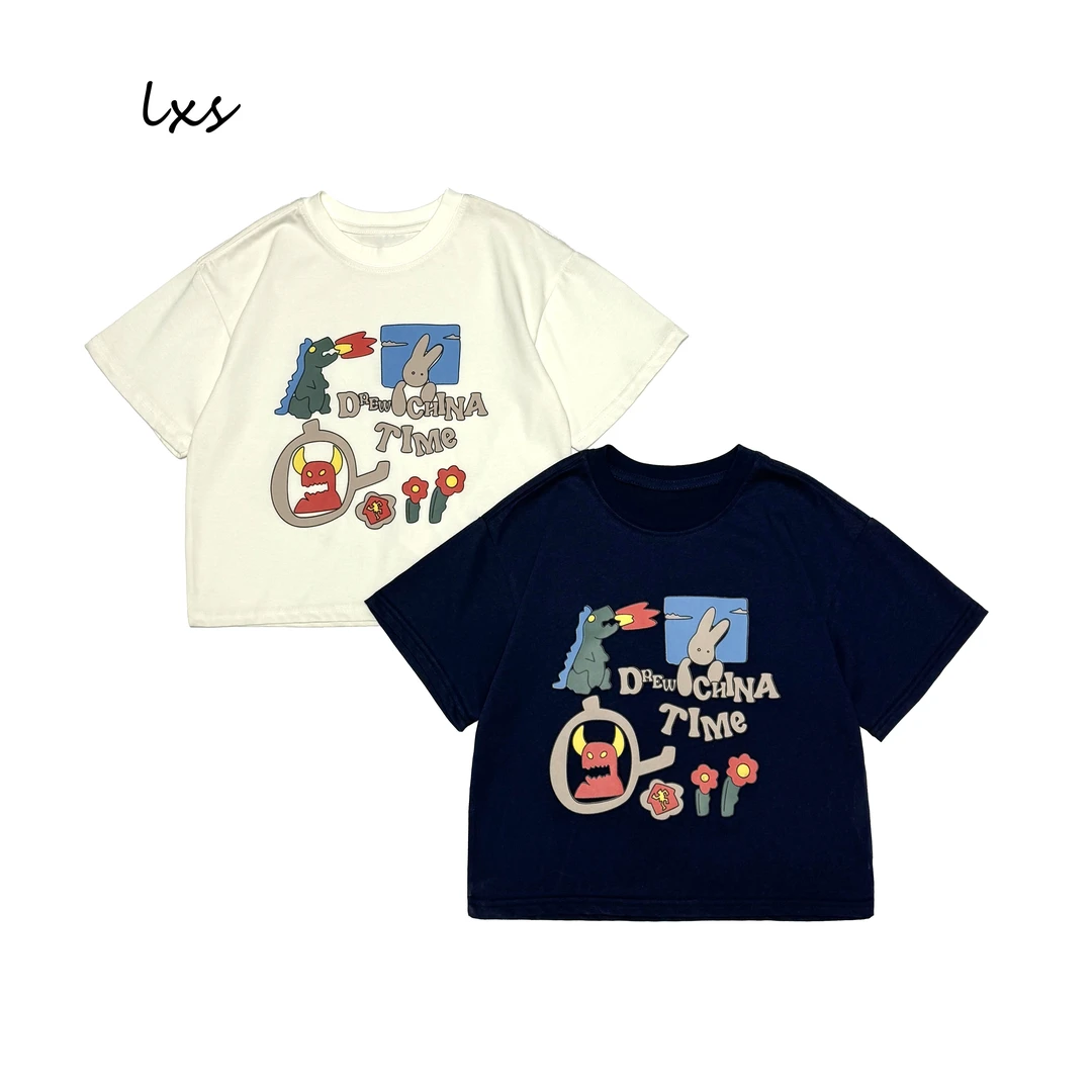 舅舅严选童装夏季男童潮韩版百搭时尚宽松休闲圆领套头短袖C88973