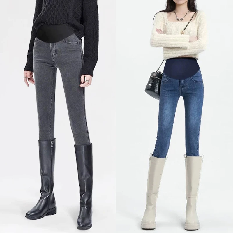 【杭家】洋气孕妇牛仔裤秋冬显瘦时尚外穿百搭休闲弹力铅笔小脚长裤