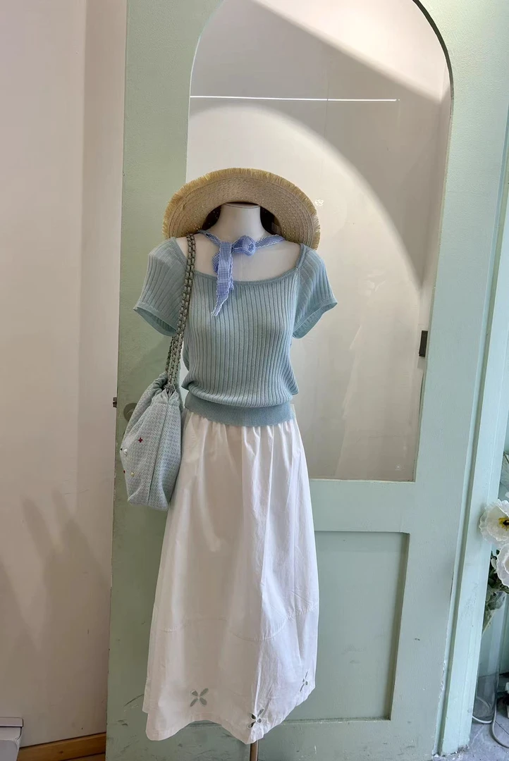 韩系针织显瘦套装甜美