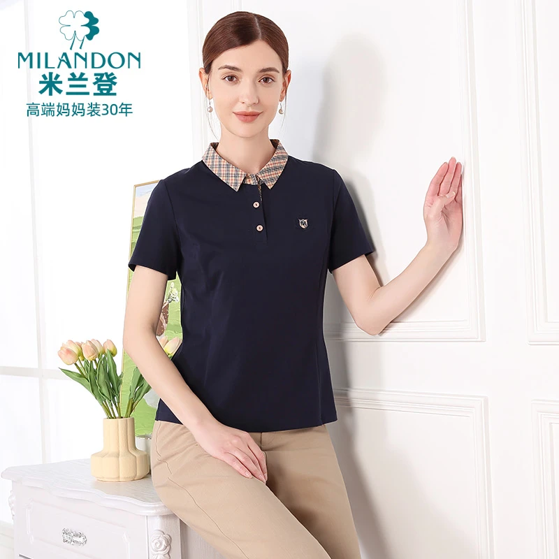 MILANDON/米兰登2025夏季新款时尚POLO衫短袖显瘦T恤女1Q2T1128X