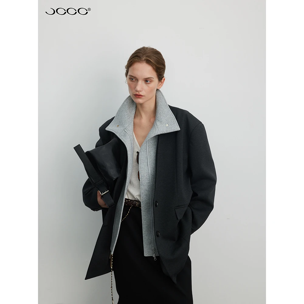 JCCC影子【“黑标/限量”拼图】灰色假两件可拆卸西装外套JE5AAE13