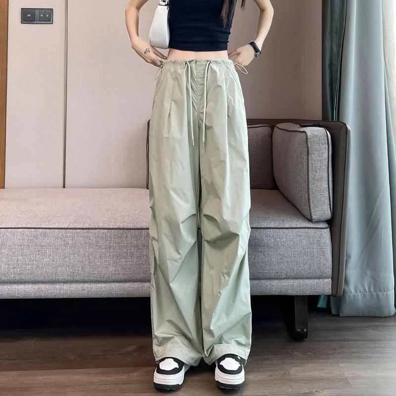 美式速干工装裤女夏季薄款冰丝直筒防晒裤春秋阔腿伞兵裤