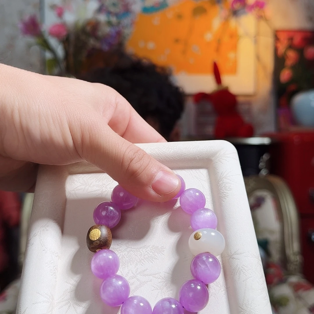 锂辉石手串18K金镶嵌