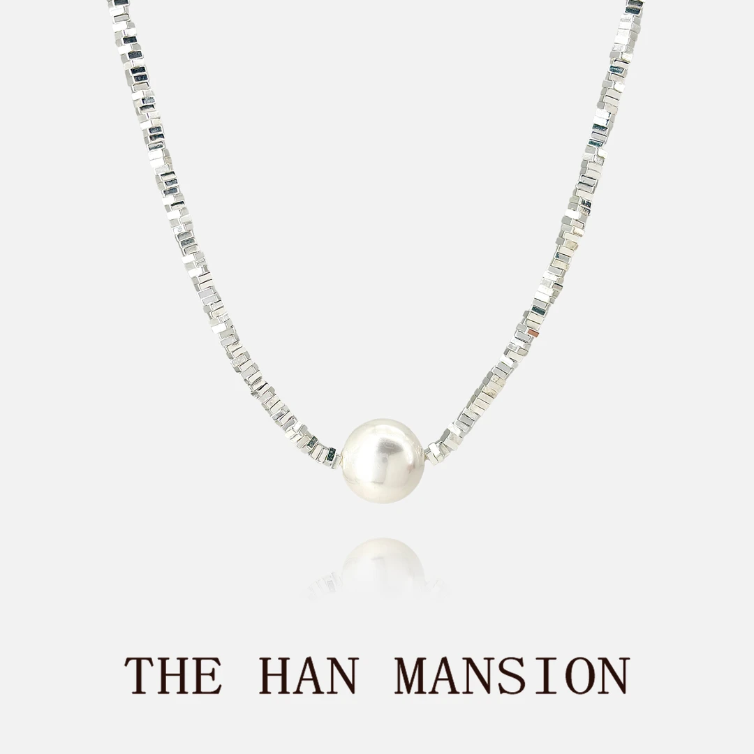 铜合金仿珍珠项链 碎银子项链轻奢高级感锁骨链小众设计感配饰