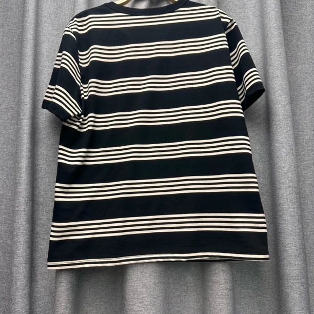 出口外贸简约T恤条纹显瘦女士纯棉XS-m码明星同款