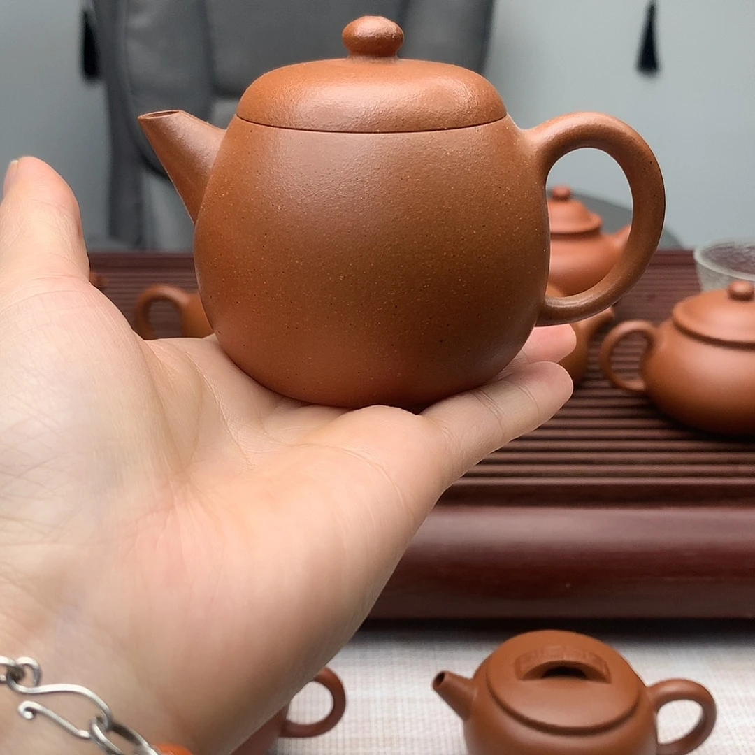 紫砂茶壶老朱泥扁文蛋