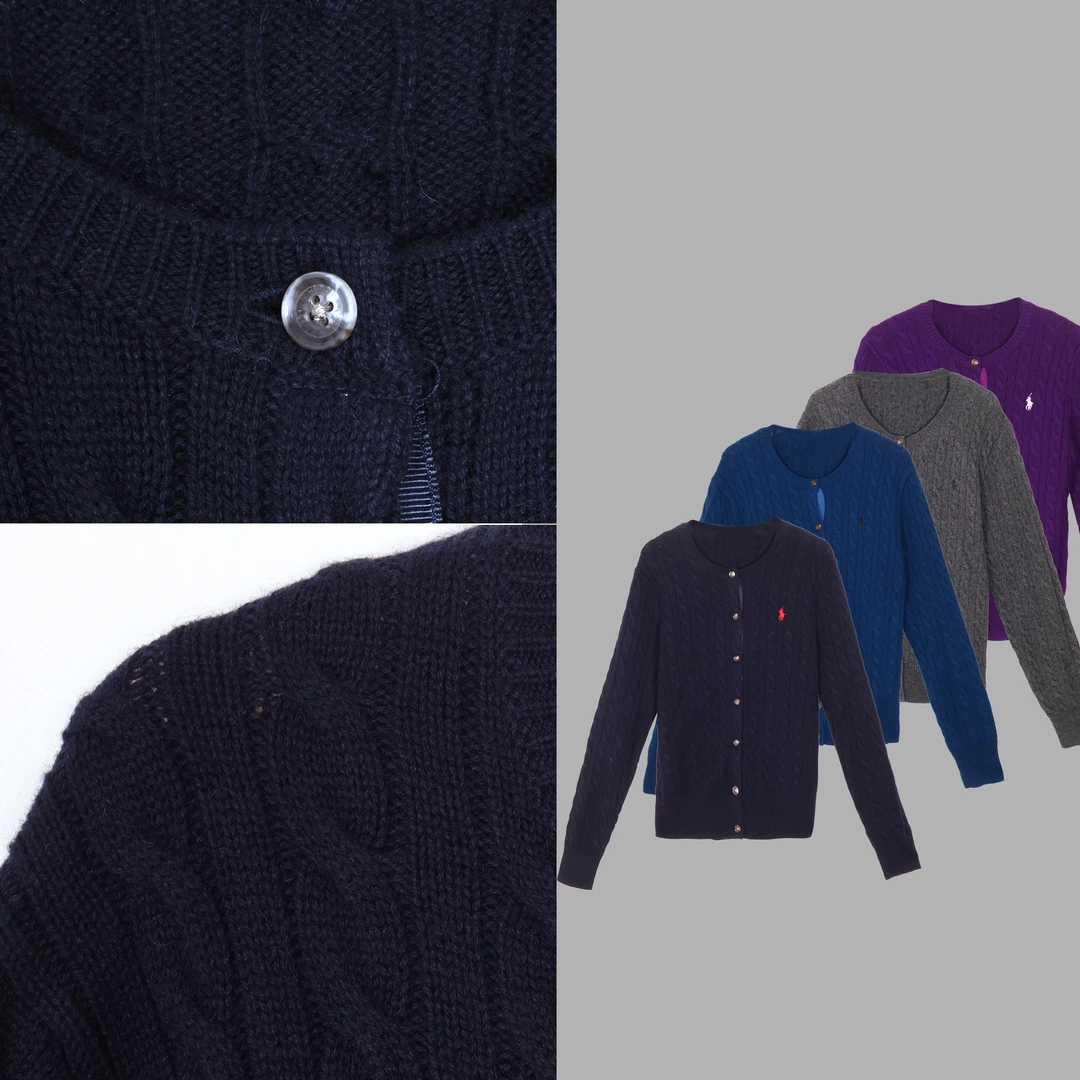 凯特丝蓓2894#麻花百搭显瘦单排扣经典小马刺绣开衫外套