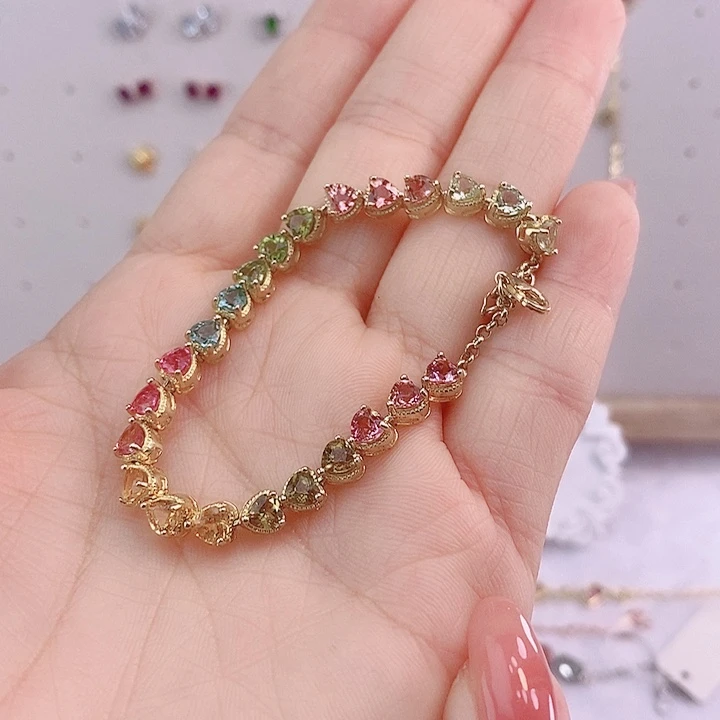 碧玺手链银S925镶嵌手链