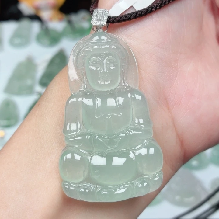 翡翠18K金镶嵌颈饰缅甸天然A货翡翠