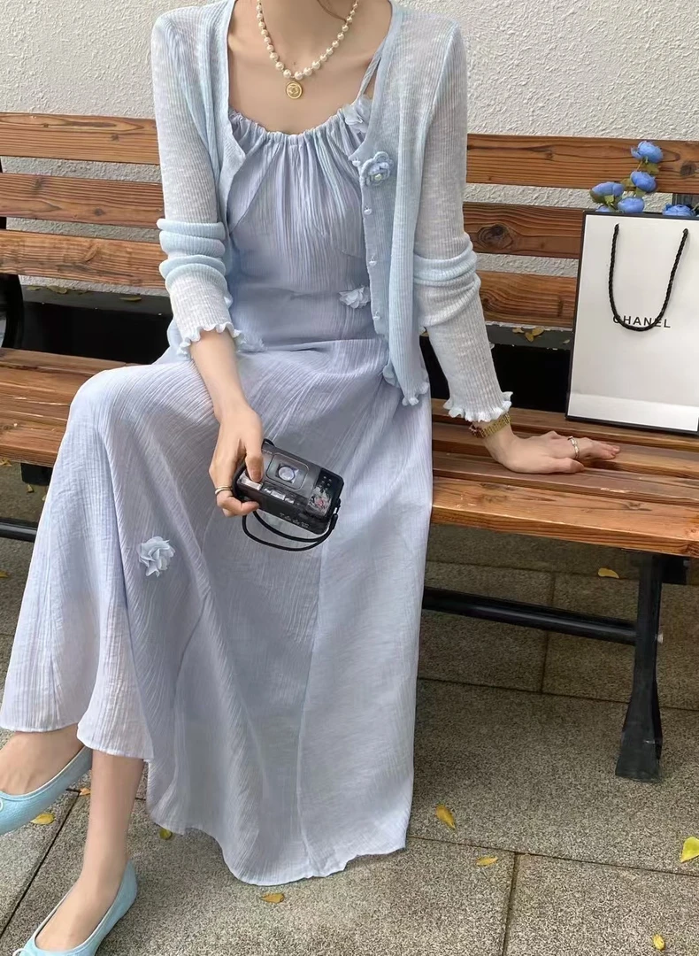 微胖裙子短裙包臀遮肉加大长裙定制大码温柔甜美风花朵吊带连衣裙