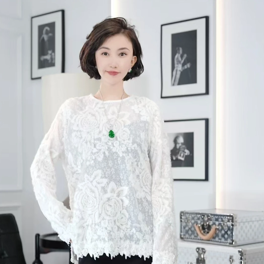 Betty Bairn【花有约】高端定制进口蕾丝刺绣上衣24B-BW7626