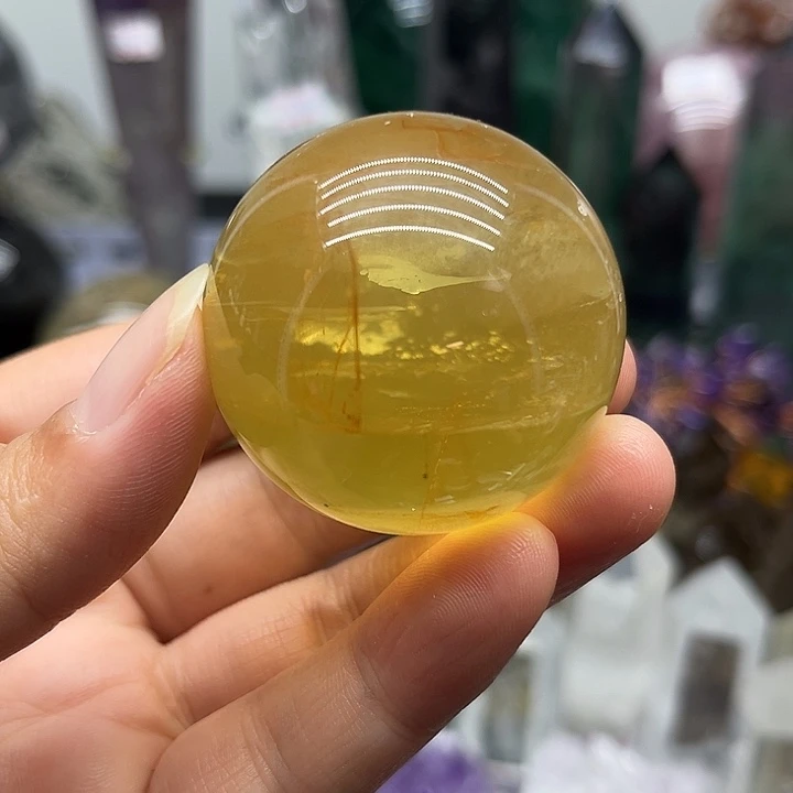 未镶嵌珠宝半成品水晶99克黄水晶球