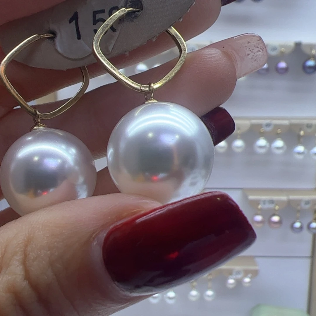 淡水珍珠耳饰18K金镶嵌