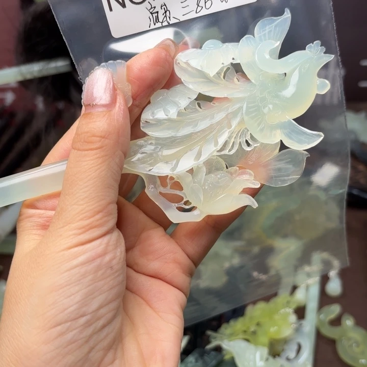 蛇纹石玉发饰合金甜**瓜