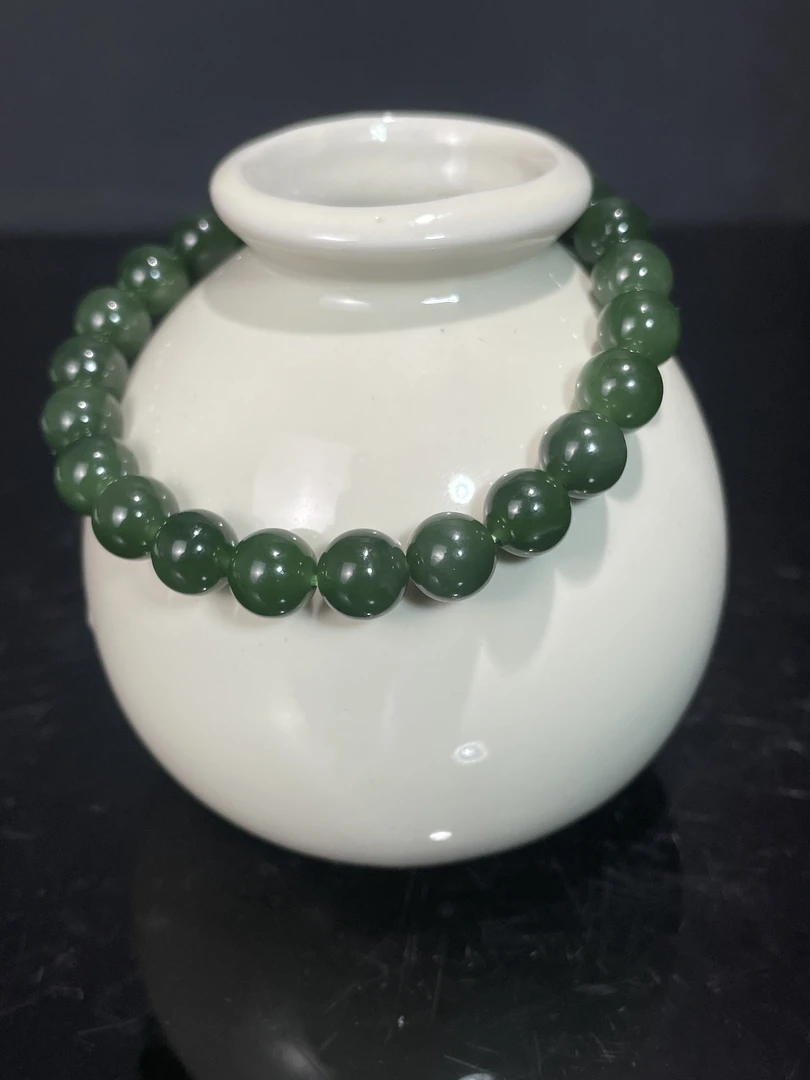 2277和田玉碧玉8mm绿颜色百搭轻奢时尚