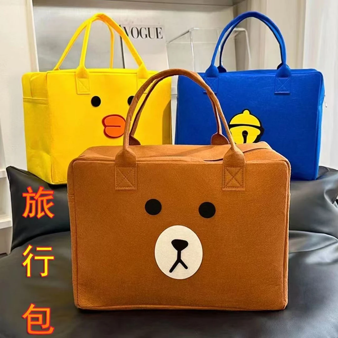 卡通外出旅行包大容量可爱收纳行李包可套毛毡手提包拉杆箱收纳袋